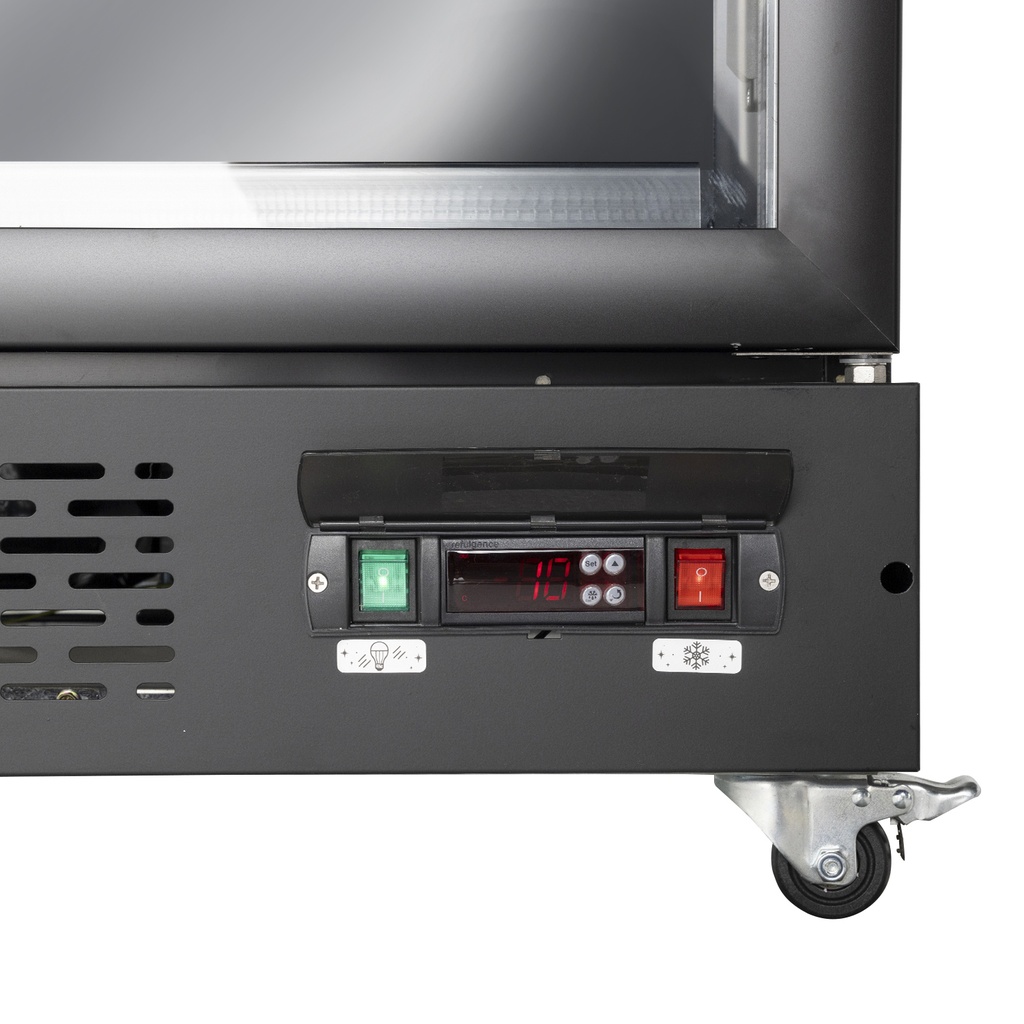 XL Refrigerator with 3 Doors – LED Lighting – 6 Wheels – Black – GD1600