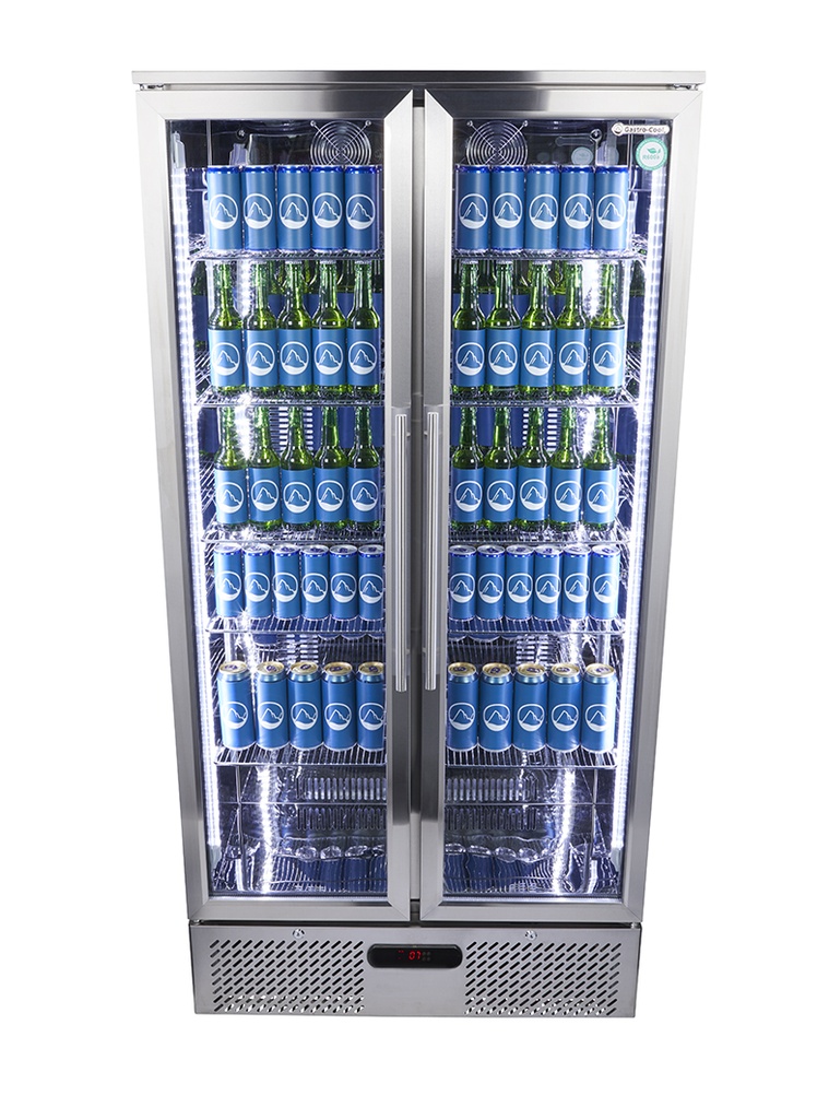 Large fan-assisted commercial cooler - stainless steel - power LED - GCGD500