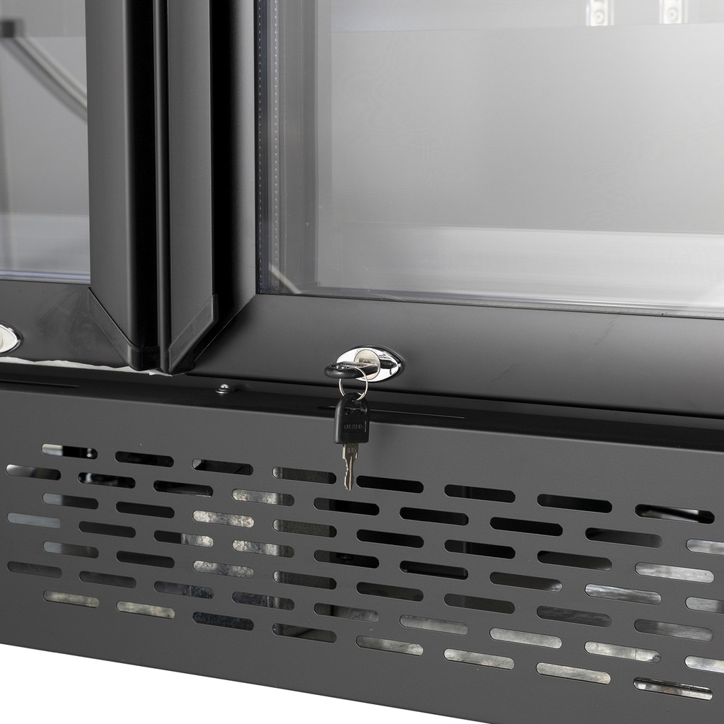 XXL Refrigerator – 4 Doors – For Supermarkets or Gas Stations – With Wheels – LED – Black – GD2200