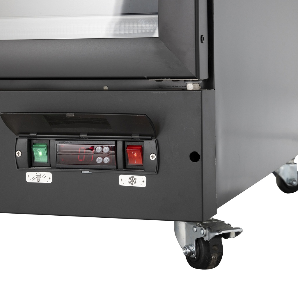 XXL Refrigerator – 4 Doors – For Supermarkets or Gas Stations – With Wheels – LED – Black – GD2200