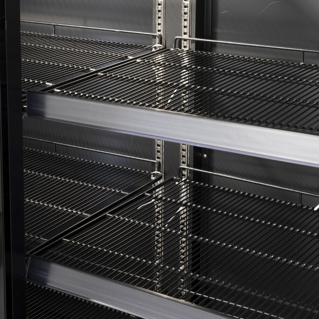 XXL Refrigerator – 4 Doors – For Supermarkets or Gas Stations – With Wheels – LED – Black – GD2200