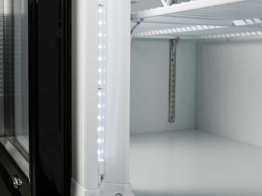 Large Beverage Refrigerator for Supermarkets - With Two Doors, 4 Wheels, LED, Advertisement Display - GCDC600