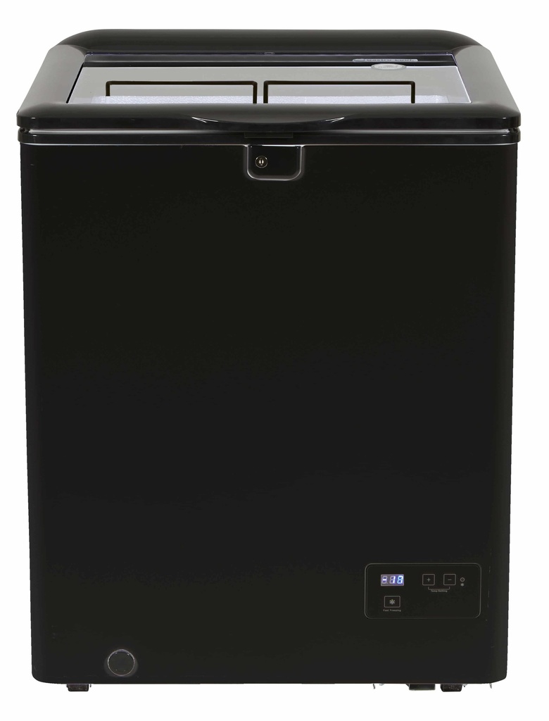 Chest Freezer with glass lid and two flexible wire baskets - black/black - GCFC100