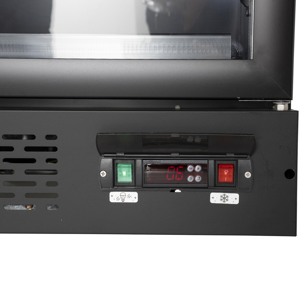 Supermarket Refrigerator - 4 Wheels - LED - 2 glass doors - black - GD1050