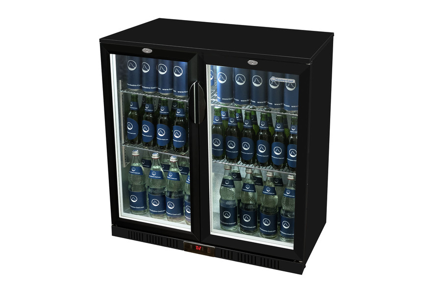 Bottle Cooler with glass door - black - hinged door - self-closing - GCUC200