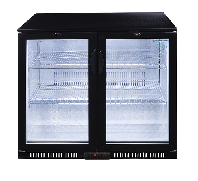 Bottle Cooler with glass door - black - hinged door - self-closing - GCUC200