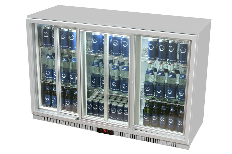 Glass Door Cooler - back bar cooler - 3 sliding doors - self-closing - silver - GCUC300