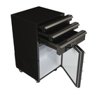 Mobiler Werkzeugwagen Kühlschrank - Industriedesign Minibar 50L mit Schubladen und Rädern - Schwarz - Design Kühlschrank für Werkstatt, Garage und Man Cave