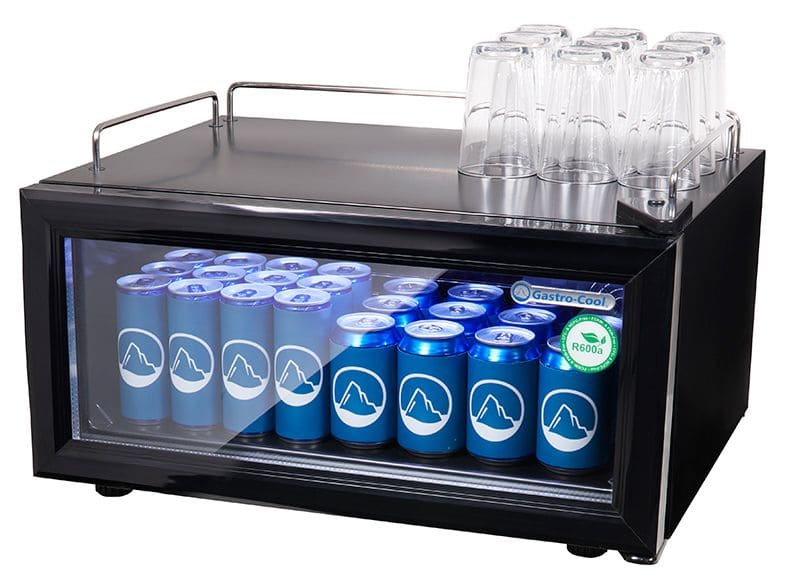 Glass Door Cooler - small and flat - counter - bar - space-saving - black - GCGD15