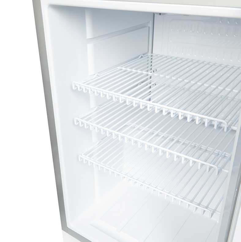 Stainless steel mini fridge with glass door - LED interior lighting - GCKW65