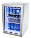 Stainless steel mini fridge with glass door - LED interior lighting - GCKW65
