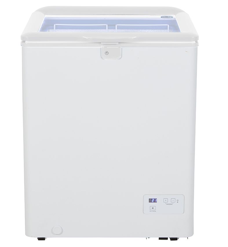 Chest Freezer with glass lid and two flexible wire baskets - white/white - GCFC100