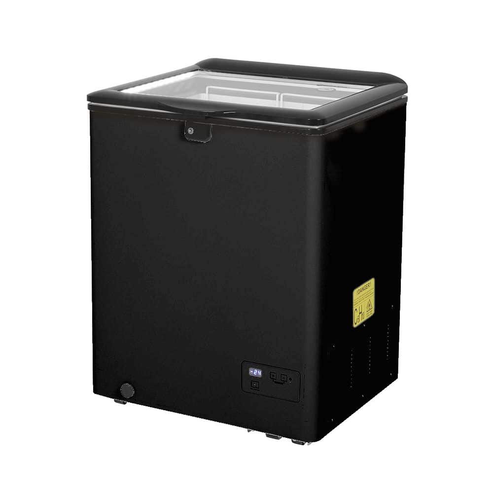 [545400] Chest Freezer with glass lid and two flexible wire baskets - black - GCFC100