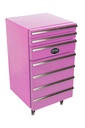 Nevera Carro - Minibar Estilo Industrial 50L con Cajones y Ruedas - Rosa - Frigorífico de Diseño para Peluqueria -Salon de uñas
