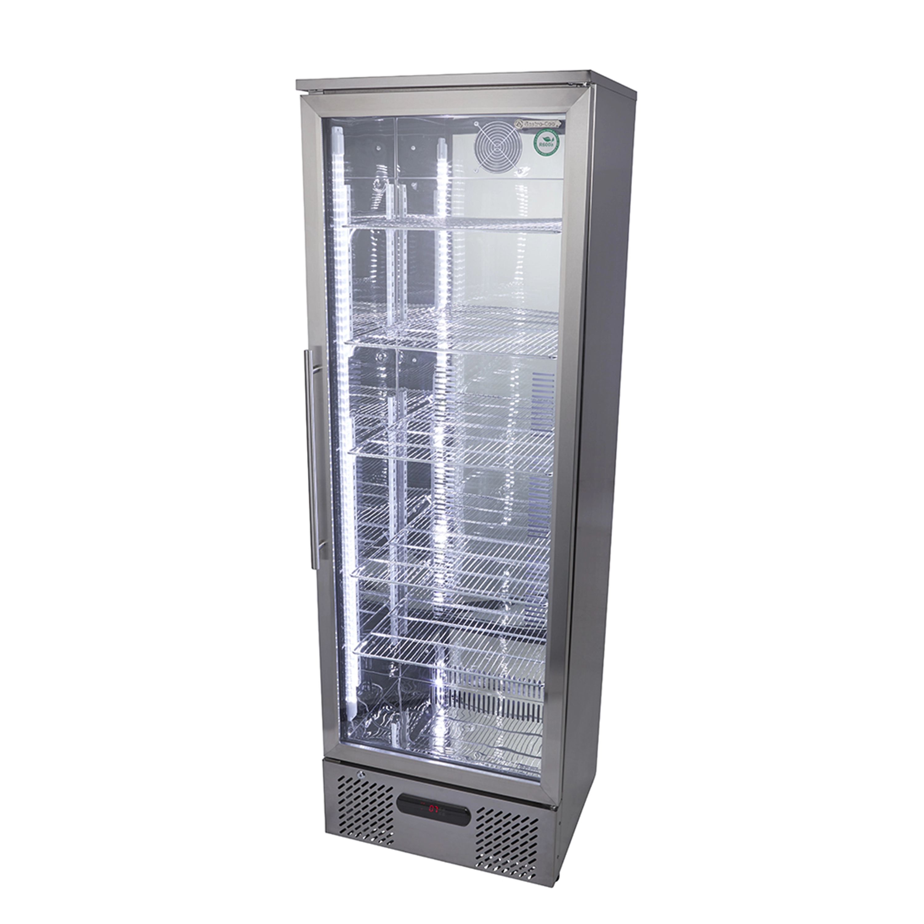 Nevera Expositora 300L Inox, Ventilada, Porta de Vidre - GCGD300