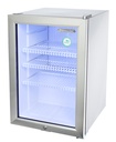 Stainless steel mini fridge with glass door - LED interior lighting - GCKW65