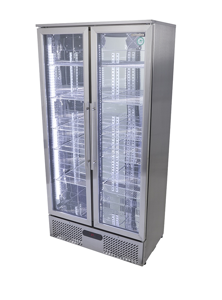 [257800] Nevera Expositora 500L, Ventilada, Acero Inox, Power LED - GCGD500