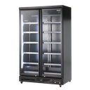 Refrigerador de supermercat - 4 rodes - LED - 2 portes de vidre - negre - GD1050