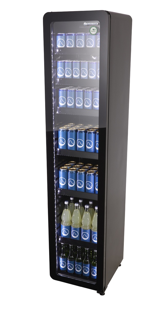 [255100] Nevera Expositora Slim 150L, Estilo Retro, Puerta Cristal, Negra - GCGD175