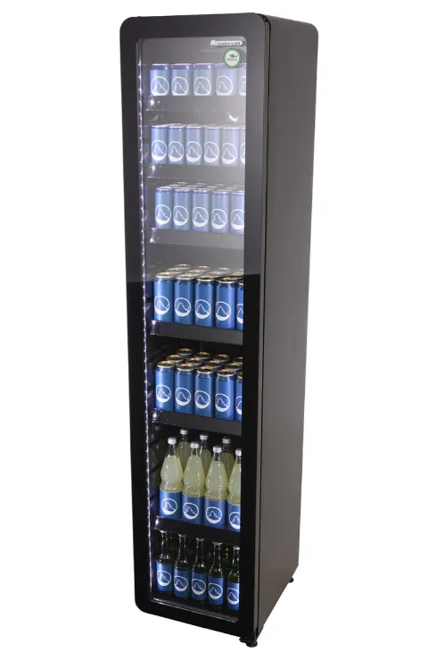 [255997] Nevera Expositora Slim 150L, Estilo Retro, Puerta Cristal, Negra - GCGD175 + Argon