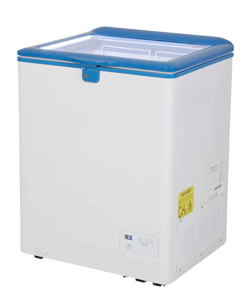 [545500] 110L Freezer Chest with Sliding Glass Lid, 2 Baskets - white/blue - GCFC100