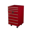 Mobile Tool Cart Fridge – 50L Industrial Style Minibar with Drawers and Wheels – Red/Black – Designer Refrigerator for Workshop, Garage & Man Cave